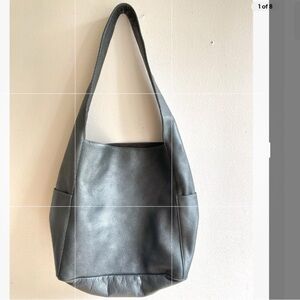 NWO Tags metallic gray Eileen Fisher Slouchy Shoulder bag with lots of pockets!
